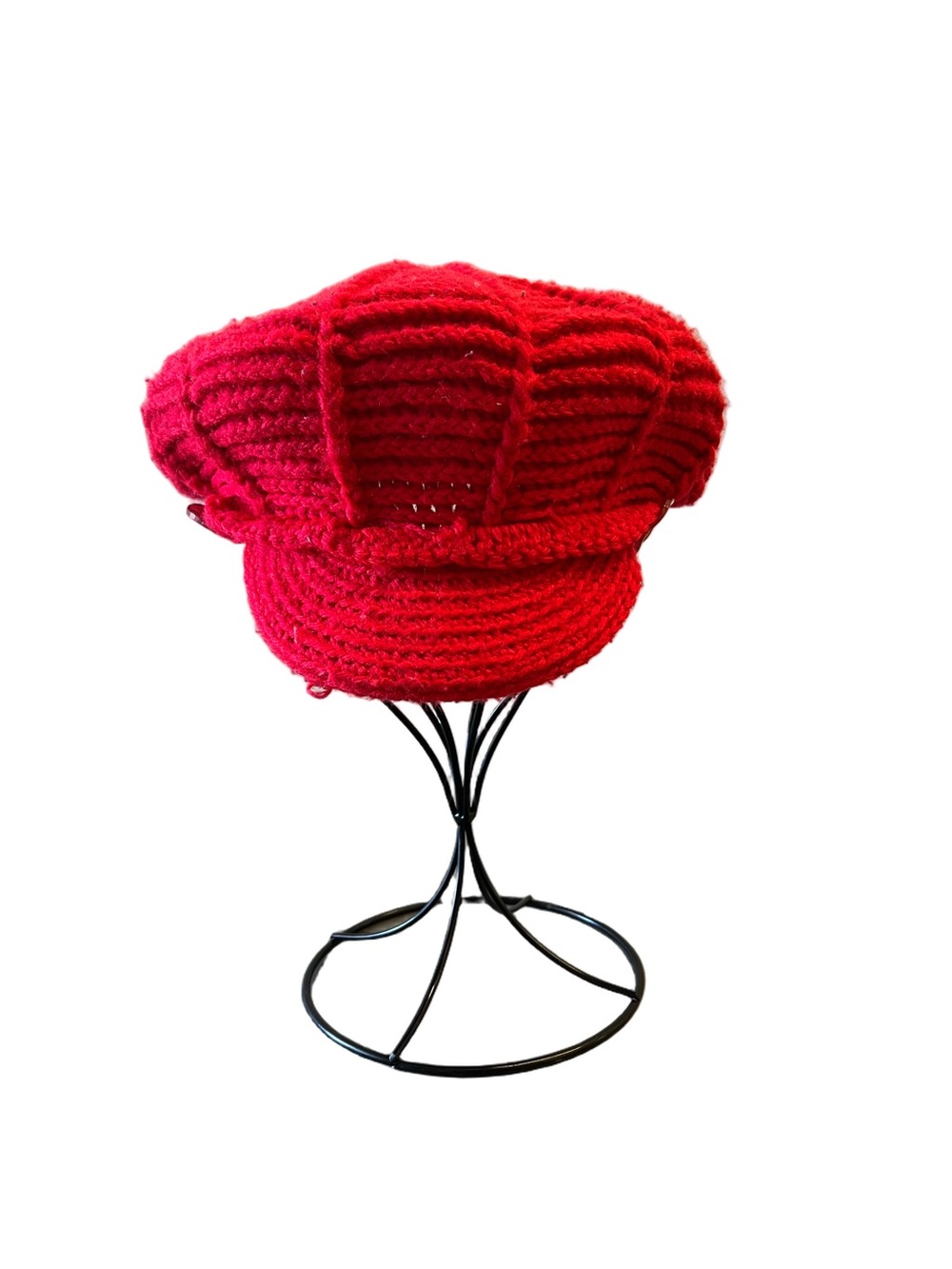 Vintage Hand Knit Cabbie NewsBoy Baker Boy Hat - Picture 3 of 10